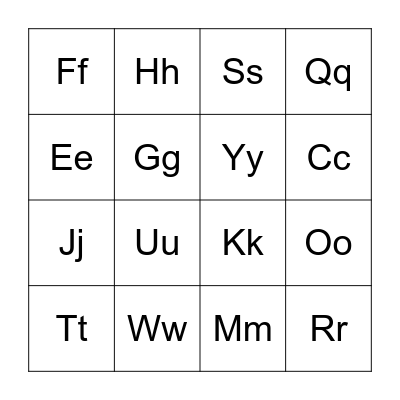 ABC Bingo Card