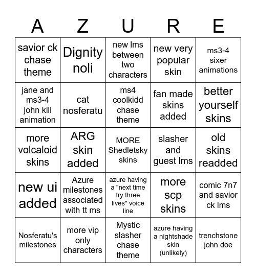 Azure update BINGO Card