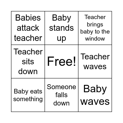 Baby Room Bingo Card