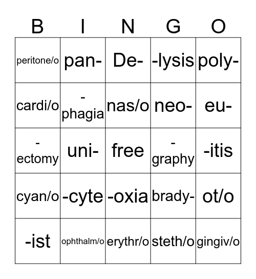 Bingo 1 Bingo Card