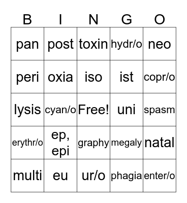 vet science Bingo Card
