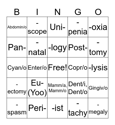 Veterinary Science  Bingo Card