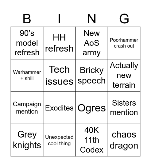 Summer reveals Bingo Card