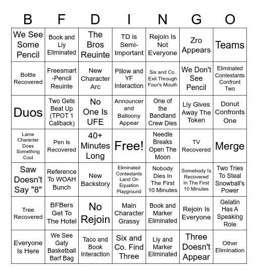 TPOT 23 Bingo Card