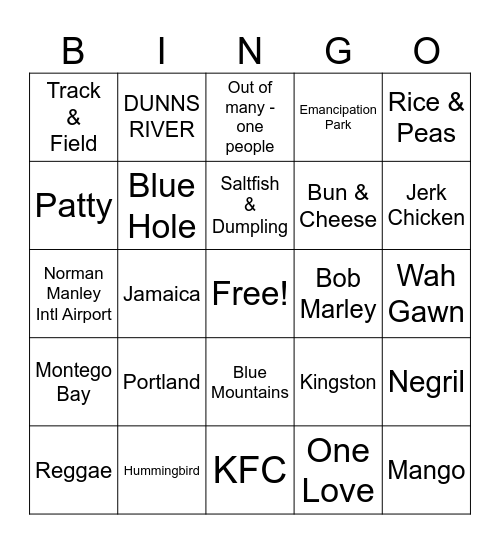 Peterson Family Bingo Card