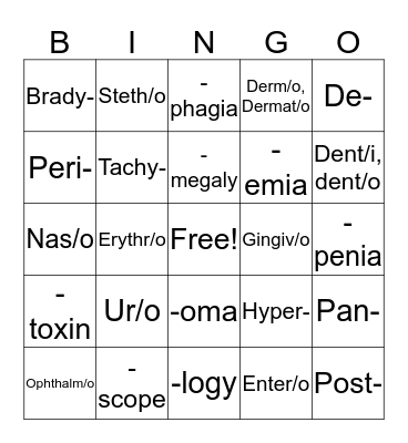 Vet Science Bingo Card