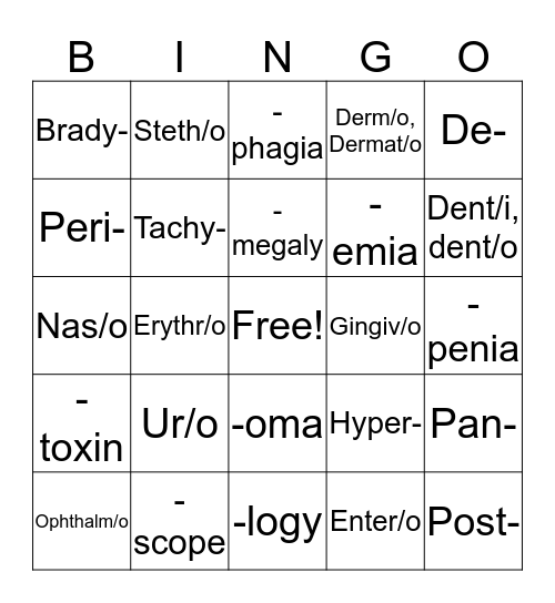 Vet Science Bingo Card