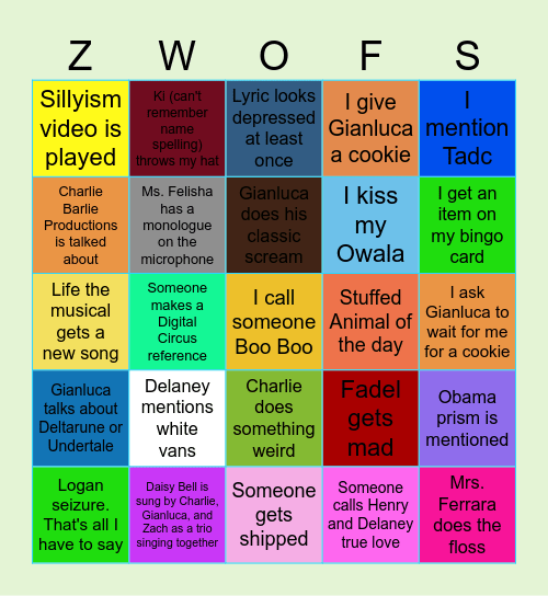 Last day of school bingo Card