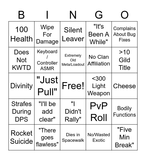 DSC Bingo Card