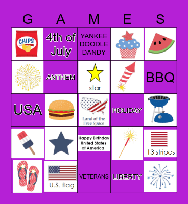 4th of July Bingo Card