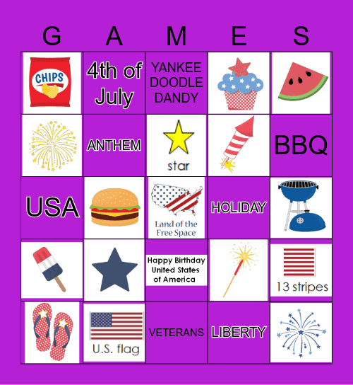 4th of July Bingo Card