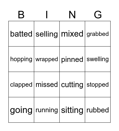 Spelling Bingo Card