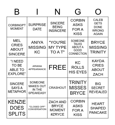 LOVE ISLAND BINGO Card