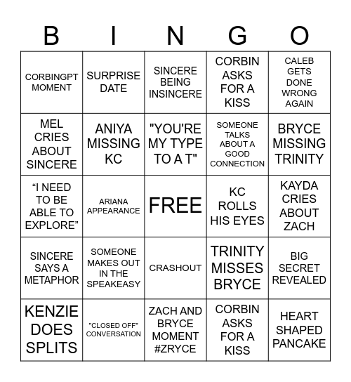 LOVE ISLAND BINGO Card