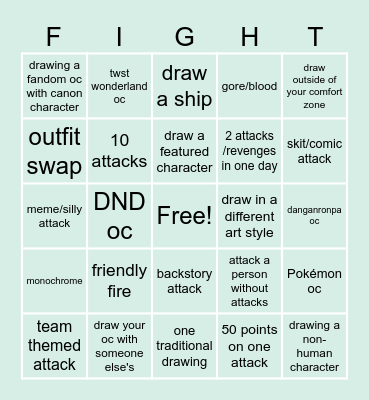 ART FIGHT BINGO! Bingo Card