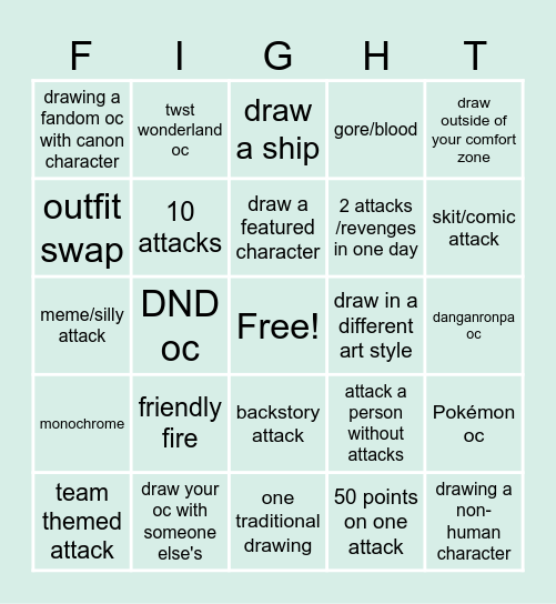 ART FIGHT BINGO! Bingo Card