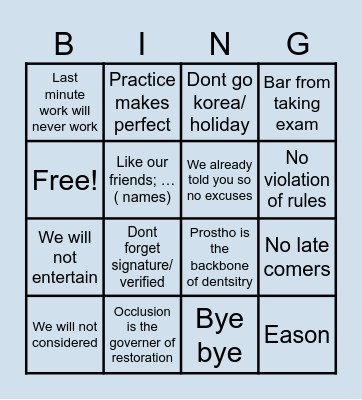 Bingo Dr Noor Edition Bingo Card