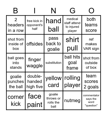 Soccer Bingo! Bingo Card