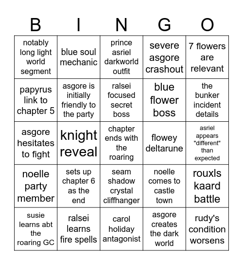 Chapter 5 Bingo Card