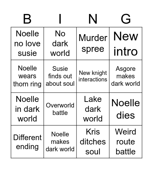 Chapter 5 Weird route Bingo Card