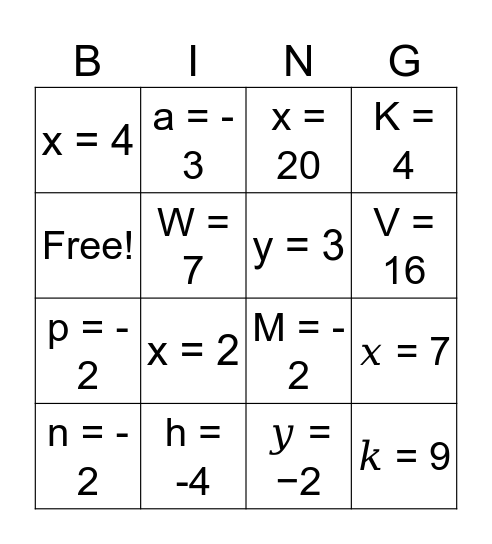 Bingo Time! Bingo Card