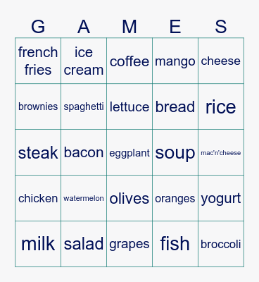 Sassy Sue's Word Game Bingo Card