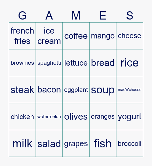 Sassy Sue's Word Game Bingo Card