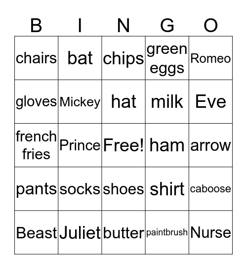 We Go Together Bingo Card