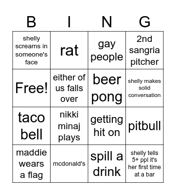 bar bingo Card