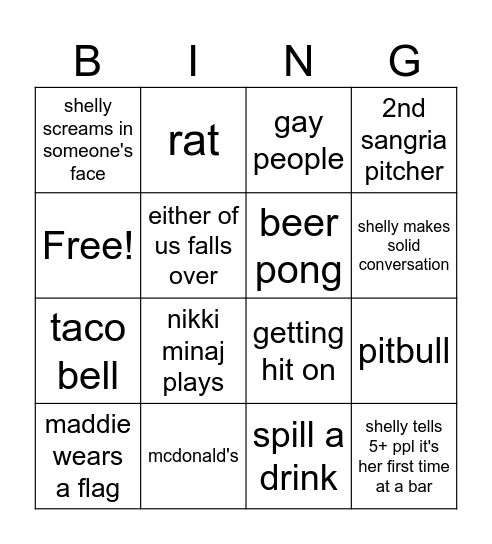 bar bingo Card