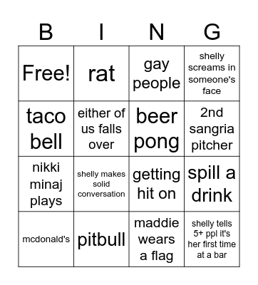 bar bingo Card