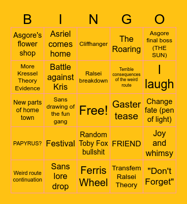 DELTARUNE Chapter 5 Bingo Card