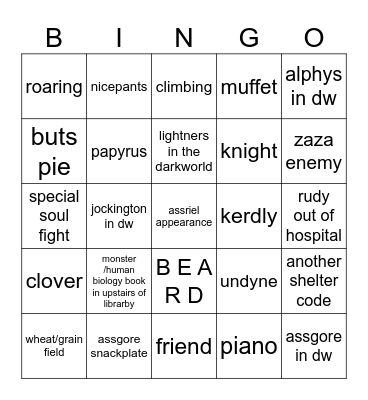 deltarune chapter 5 bingo Card
