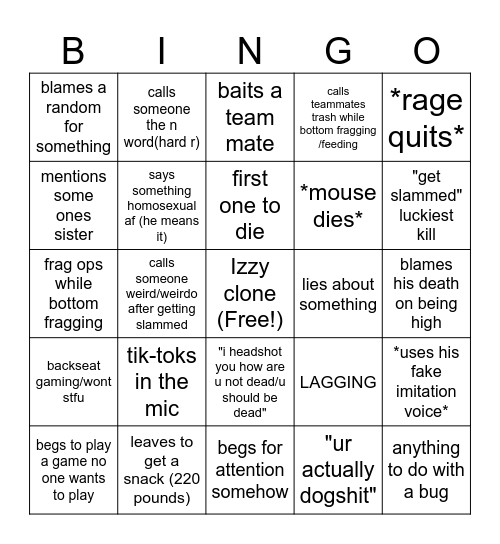 ANDREW BINGO Card