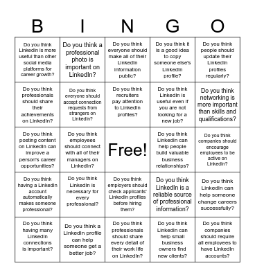 LINKEDIN Bingo Card