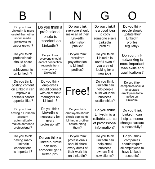 LINKEDIN Bingo Card