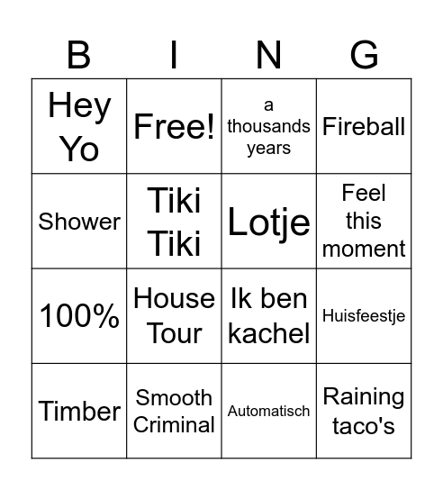 Juffendag Bingo Card