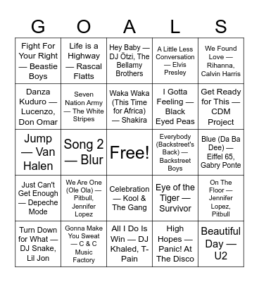 ⚽  FIFA World Cup Music Bingo ⚽ Bingo Card