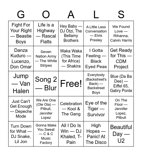 ⚽  FIFA World Cup Music Bingo ⚽ Bingo Card