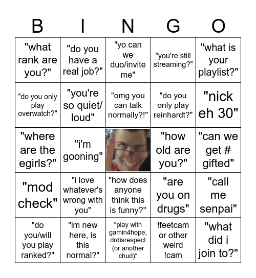 tiktok chud bot AI comments Bingo Card
