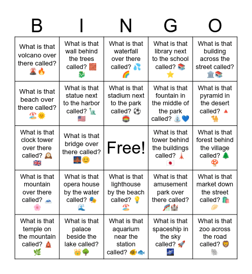 B12 L5  What is that palace over there called? 🏯✨ Bingo Card