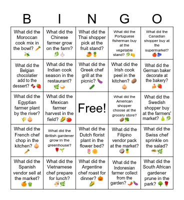 B12 L7 What did the Irish cook peel in the kitchen? 🥔🧅 Bingo Card