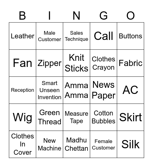 Beauty Spot Bingo Card