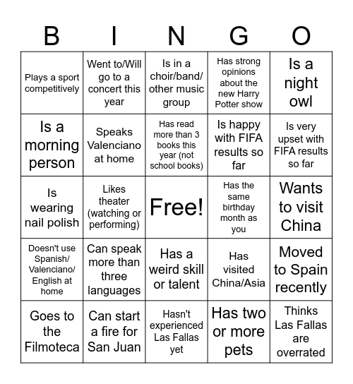 Find someone who.... Bingo Card