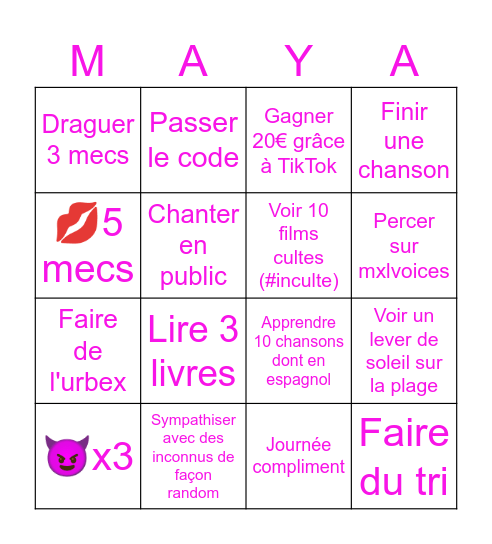 Bingo été 2026 Bingo Card