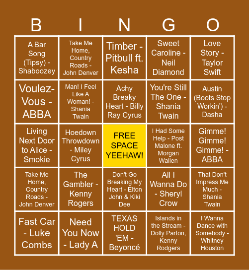 Wadsley Bridge W.M.C Country Bingo! Bingo Card