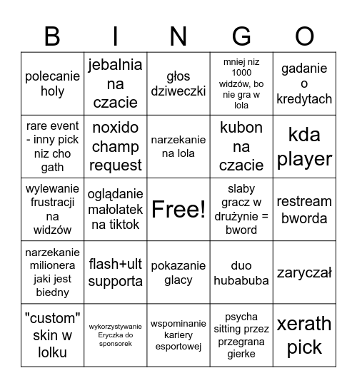 Overpow bingo Card