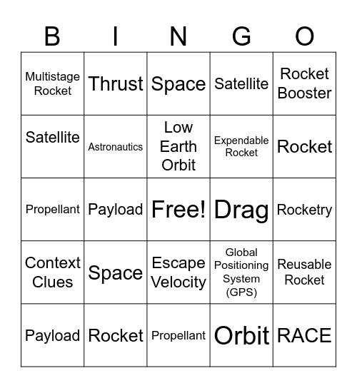 Rocket Bingo Card