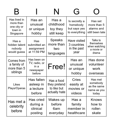 Human Bingo! Bingo Card
