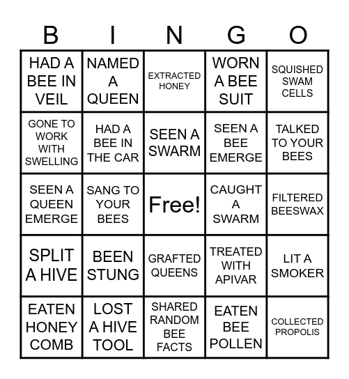BEE BOX - BEEKEEPER BINGO Card